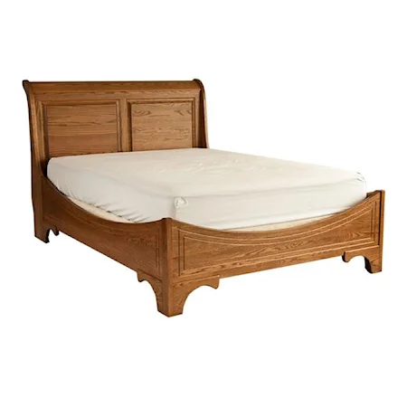 King Sleigh Bed with Panel Headboard and Curved Footboard